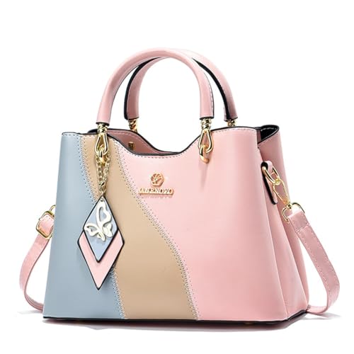 Lightolife Designer Satchel Handbags Stylish Triple Compartment Top Handle Purses for Women, Pink