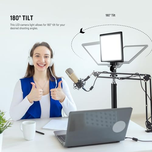 Image of NEEWER 9 inch LED Camera Video Light Panel, 4000mAh USB C Dimmable DSLR Soft Key Lighting 3200K-5600K CRI95+ for Studio Photography Recording Streaming, Mini Desk Tripod Stand, Cleaning Cloth, NL-116AI