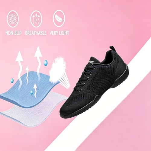 Image of Youth Cheer Shoes Girls White Cheerleading Shoes Dance Athletic Training Breathable Fabric Dancing Lightweight Competition Comfortable Sport Kids Girls Cheer Sneakers