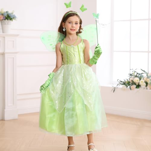 Disfraz de hada princesa verde para niñas 3-4 años miniatura 2