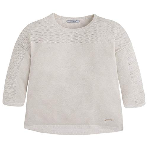 Mayoral Chic Tween Girls 8-18 Open-Work Metallic Knit Pullover Sweater, Gold,8