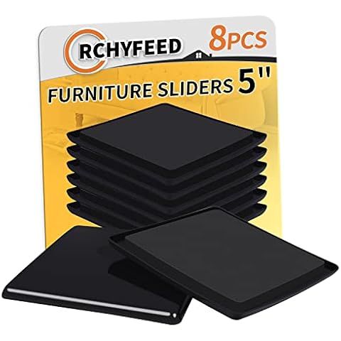 RCHYFEED Furniture Slider for Carpet 5 inch, 8 Pcs Reusable Furniture Sliders and Gliders Heavy Duty, 127mm Square Furniture Pads for Effortlessly Moving Heavy Furniture, Protecting Carpets and Floor Cover