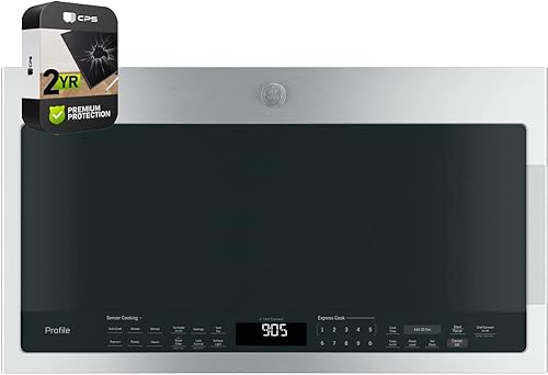 GE PVM9005SJSS Perfil de 2.1 pies cúbicos Sensor de rango de microondas Horno microondas Paquete de acero inoxidable con paquete de protección