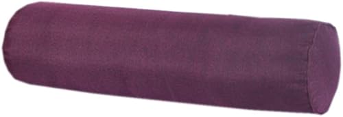 Almohada cilíndrica larga de fibra de lino de color puro, almohada cervical redonda para sofá del hogar (morado oscuro, 5.9 x 15.7 in)