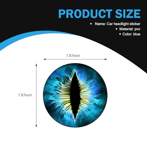 Image of 2 PCS Beast Eyes Decals, 3D Stereo Eyes Light Stickers, Round Eyes Light Decal, Wrangler Accessories Eyes Modification, Cool Car Body Decoration Stickers, Compatible with Wrangler (Blue)