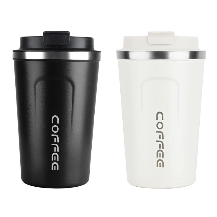Image of Premium Stainless Steel Coffee Mug with Leak-Proof Lid - 510ml Vacuum Insulated Travel Tumbler for Hot & Cold Beverages, Double Walled Reusable Coffee Cup for Office, Home & Car (Black)