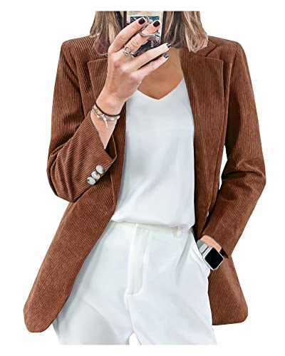 Ladyful Womens Baggy Corduroy Blazer Jacket Dressy Casual Work Suit Jacket Fall Winter Trendy Coat Outerwear