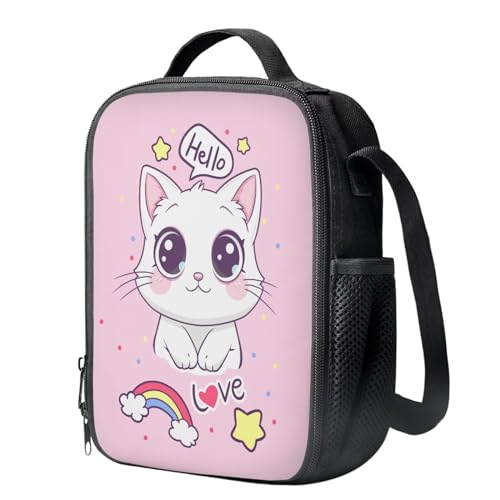 Flashideas Cute Cat School Backpack Set for Girls with Lunch Bag Pen Bag Set Cute Book Bag School Backpack Portable Lunch Bag Backpack for School Girls Designed for Boys & Girls4