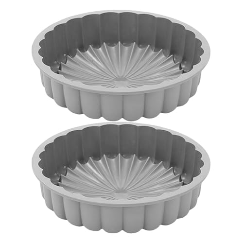 ROSEEONNE Juego de tartas de silicona con sartén (paquete de 2), molde antiadherente for hornear for bizcocho, pan, brownies, apto for lavavajillas(8 pulgadas)