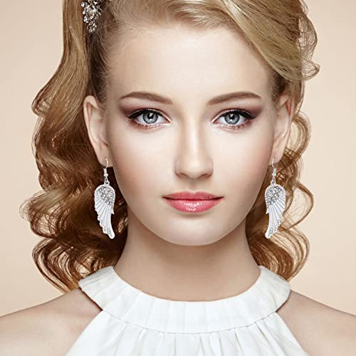 Bonuci 3 Pairs Angel Wing Earrings for Women Fairy Feather Guardian Angel Dangle Drop Hook Earrings Jewelry for Women Her2