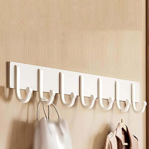 Perchero Pared, Perchero Colgante De Estilo Pastoral, Ganchos De Pared Sin Taladrar, Percheros Pared Aleación De Aluminio,Adecuado Para El Balcón Del Baño Detrás De La Puerta(White,53.7cm/21.1in)