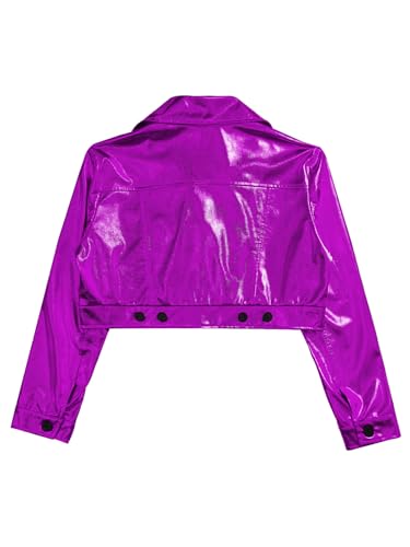 Girls Boys Metallic Long Sleeve Zipper Bomber Jacket Jazz Hip hop Street Dance Tops Coat Disco Party Clubwear2