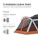 CORE 11 Person Family Cabin Tent with Screen Room (Orange)