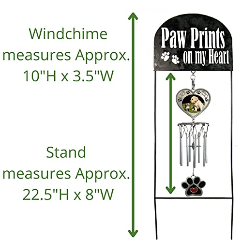 Banberry Designs Pet Memorial Wind Chimes - Black Wrought Iron Garden Stake And Windchime - Paw Prints On My Heart - Dog Memorial Gift - Cat Memorial Gift - Pet Sympathy Gifts #TOP1