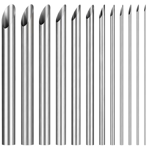 12PCS Stainless Steel Silver Hole Punch Stainless Steel Circular Clay Hole Cutters Hand Sculpture Clay Holes Puncher Drilling Pottery Cutter for Drilling and Sculpture