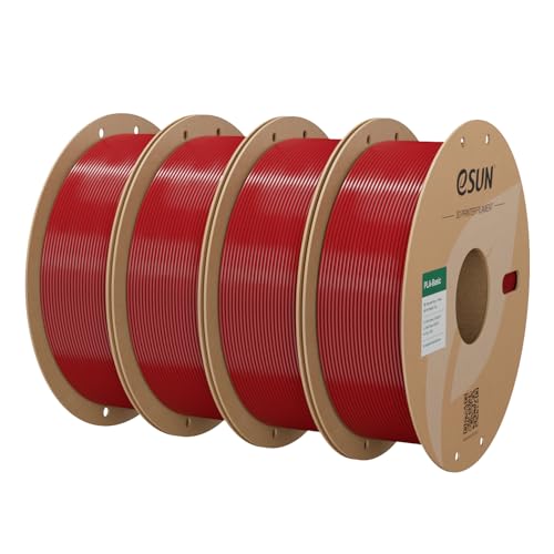 Image of eSUN PLA Basic Filament 1.75mm, 3D Printer Filament High Speed PLA for Fast Printing, 1KG Spool, 4 Spools 3D Printer Filament, Fire Engine Red