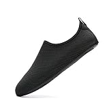  LK LEKUNI Schwimmschuhe Badeschuhe Damen Herren Strandschuhe Surfschuhe Aquaschuhe Barfuß für Wassersport_8888-4_Schwarz_4445