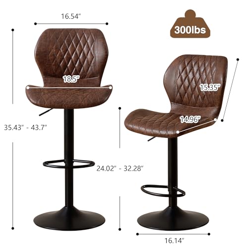 HOMYKA Bar Stools Set of 4, Modern Swivel Counter Height Barstools for Kitchen Island Chairs, Adjustable Fabric Bar Stools with Back for Kitchen Counter Bar, Brown - view 2