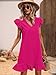 SOLY HUX Summer Dresses for Women V Neck Cap Sleeve Ruffle Hem Smock Short Dress Plain HotPink XS