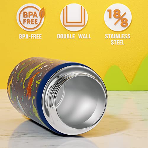 Fimibuke Kids Insulated Water Bottle - 14Oz Bpa-Free 18/8 Stainless Steel Travel Tumbler Double Wall Vacuum Leak Proof Kids Cup With Straw Metal Bottle For School Boys Girls(1 Pack, Blue Dinosaur) #TOP7