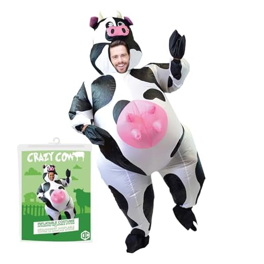 AirSuit® Disfraz de Vaca Loca Hinchable | Talla Adulto | Poliéster | Cómodo de Llevar | Resistente | Sistema de hinchado Incluido | Creado por OriginalCup®.