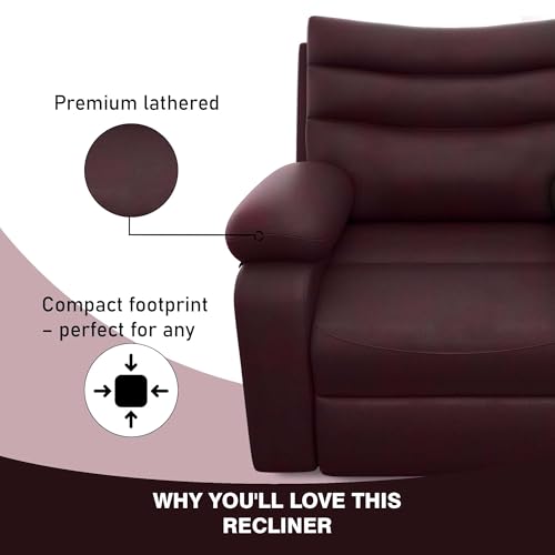 Image of Amazon Brand - Solimo Lotus Single Seater | Premium Leatherette | Manual Recliner | Maroon