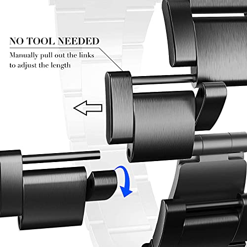 MaKTech Stainless Steel Watch Band,Self-dismantling (No Tool Needed),Three-Piece Metal Link Bracelet Strap,Compatible with Apple Watch Series 7/6/SE/5/2021 (42mm/41mm/40mm,Black) - Image 3