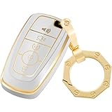 YHC for Ford Key Fob Cover Car Key Case Shell with Gold Keychain fit Ford Fusion F150 F250 F350 F450