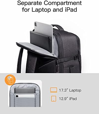 Inateck Expandable Travel Backpack 38.5-46.2L Cabin Rucksack Large Hand Luggage for Airplane Travel, with 17.3" Laptop Compartment and 12.9" iPad, Travel Carry on Laptop Backpack for Men and Women