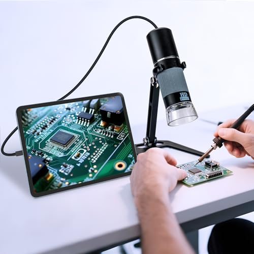 Image of Full HD 1080P USB Digital Microscope Camera for iPhone iPad Android PC, 50-1000X High Definition Portable Handheld Microscope with Light for Coin Plants Trichome Soldering Skin Scalp