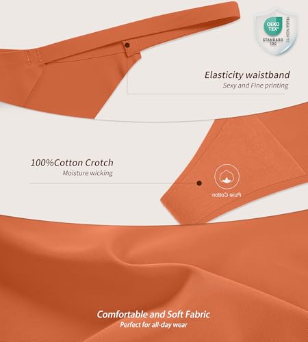 DEANGELMON Seamless G-string Thongs for Women - No Show Thong Underwear Low Rise Stretch Panties Workout Pack4