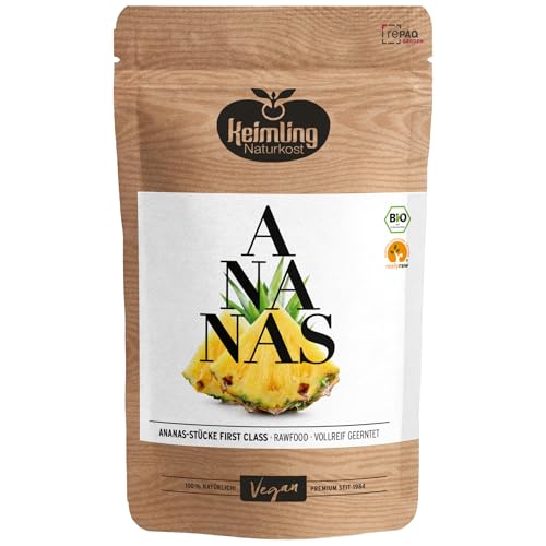 Keimling Bio Ananas-Stücke First Class, Schonend getrocknet, 100% Frucht, ungeschwefelt & vegan (200 g)