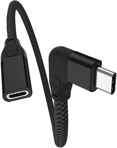Itramax Cable de extensión USB C en ángulo recto de 0.66 pies, tipo C 3.1 Gen2 (10 Gbps) macho a hembra, cable Thunderbolt 3 de 90 gradosen forma de