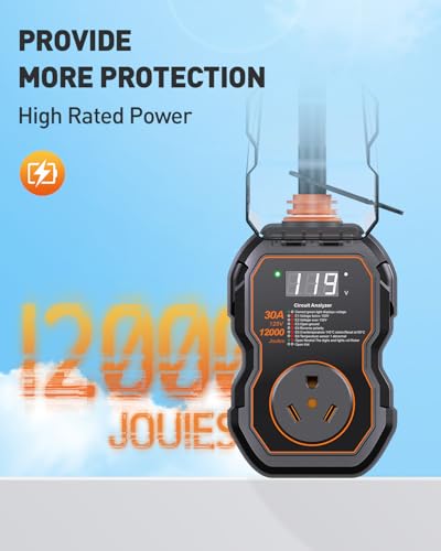 Image of GEARGO RV Surge Protectors 30 Amp with Smart LED Display, 12000 Joules RV Circuit Analyzer Waterproof with High /Low Voltage Protection, RV Adapter Plug for Camper