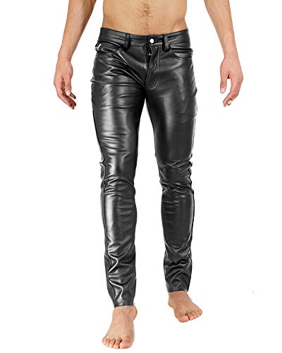 Pantalon similicuir noir super skinny Bockle avec finitions élégantes en cuir