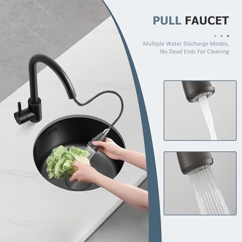Évier compact cuve simple noire en inox à montage par le bas