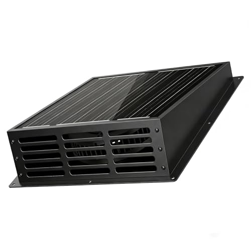 Image of PEAKROCK 25W Solar Powered Exhaust Fan, 430 CFM High Airflow Attic Fan with 12V Monocrystalline Panel, Weatherproof Ventilation Kit for Chicken Coop, Greenhouse, Shed, Garage and RV, Easy Install