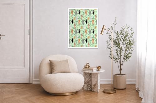 Toile chat jouant vert menthe impression haute définition GDJSMIN 60x90 cm