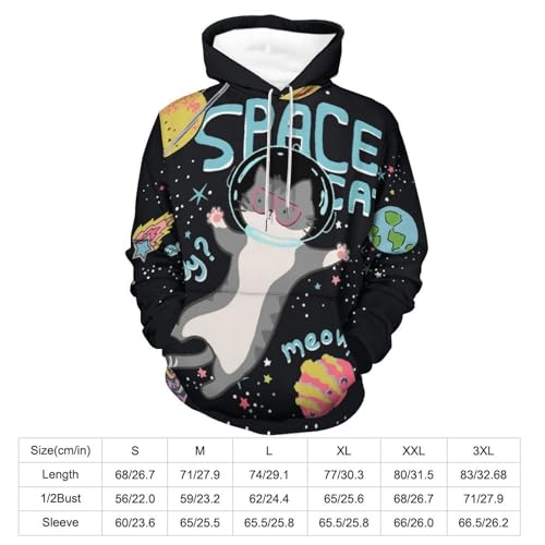 Hoodie planète espace chat UMENG pull col capuche unisexe taille S - 2