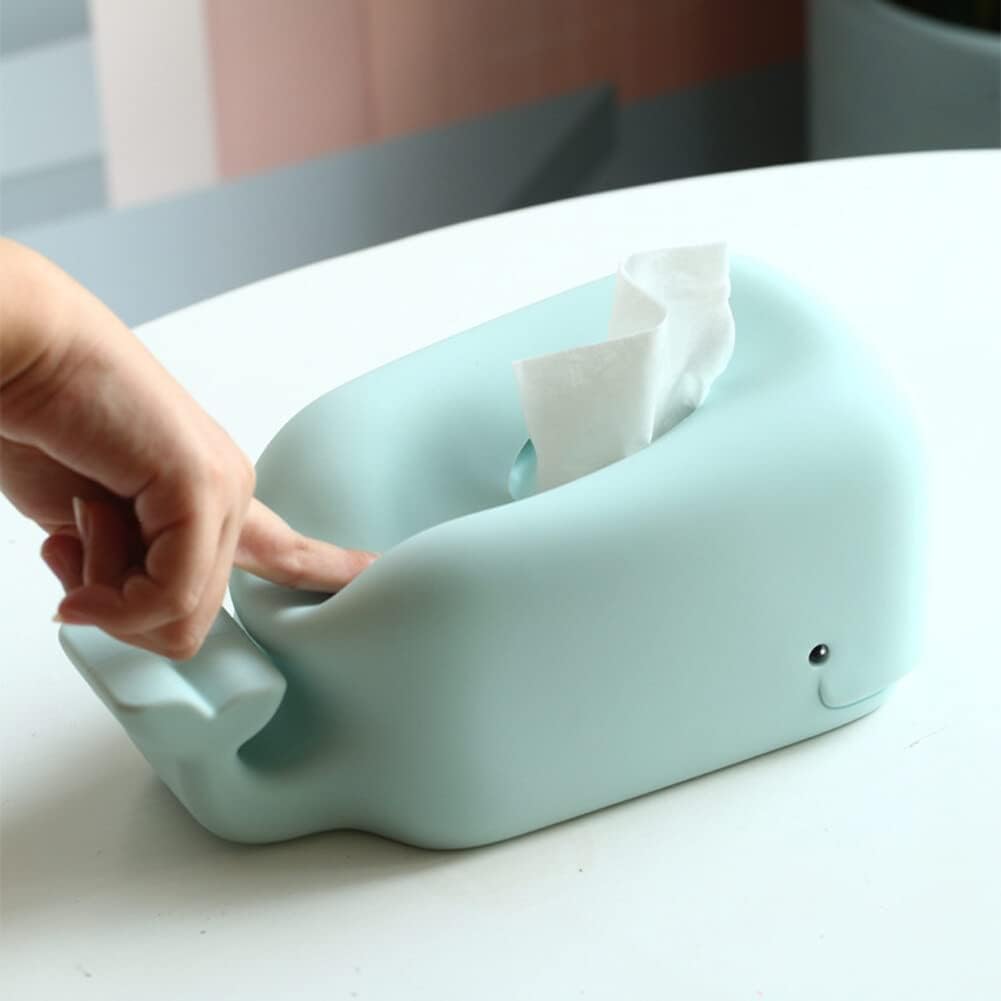 Silicone Whale Tissue Box Cover, Cute Tissue Box with Mobile Phone Holder