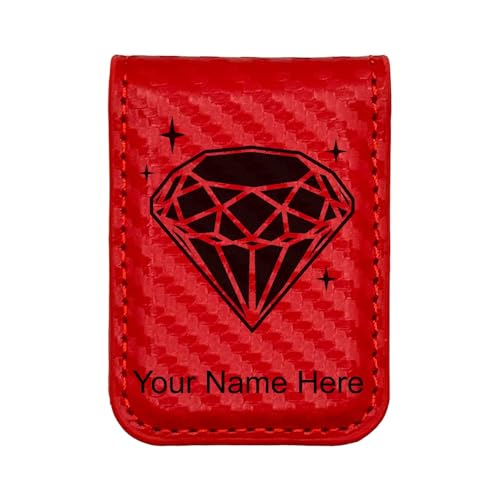 LaserGram Slim Magnetic Money Clip, Diamond, Personalized Engraving Included (Carbon Fiber Red)