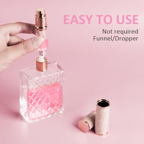 LOPHE Perfume Travel Bottle, 5ML Luxurious Perfume Atomiser Refillable, Shining Perfume Spray Bottle, Easy to Refill Perfume Atomiser for Women Men (Pink) - Image 4