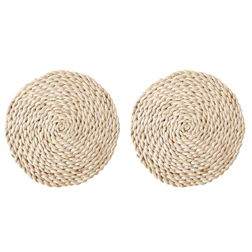 Napperons en paille beige tressée pour art de la table élégant