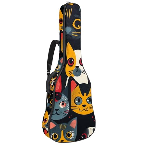 Sac de transport pour guitare acoustique à motif chat abstrait étanche