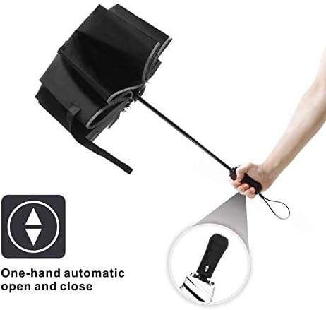 Miniatura 4 de LEAGERA Windproof Compact Umbrellas for Rain with LED Light Flashlight Umbrella, Oversized Travel Folding Umbrella Reflective Stripes Automatic