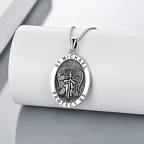 Hukkun St Michael Necklace For Men Sterling Silver Archangel Michael Pendant Protection Jewelry Religious Gift For Women #TOP1
