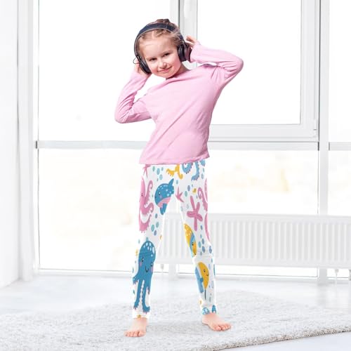 Bolaz Toddler Girls Leggings Printed Yoga Pants Leggings Blue Pink Octopus for Kids4