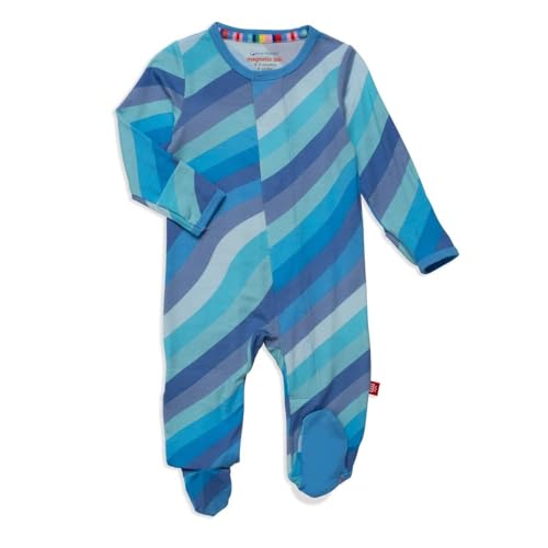Image of Magnetic Me Boys Modal Magnetic Baby Footie Pajamas | Silky Soft Modal Fabric | Baby Sleepers Available in Sizes PRE - 24M