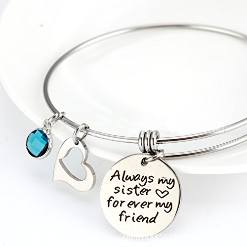 Image of Meiligo 2 Pcs Familys Best Friends Always My Sister Forever My Friend Necklace Key Chain Bracelet