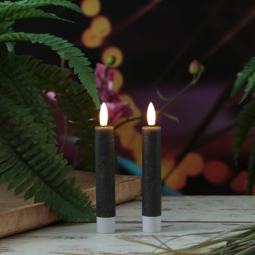 MARELIDA LED Stabkerzen in Rustik Optik Echtwachskerzen Dinnerkerzen...